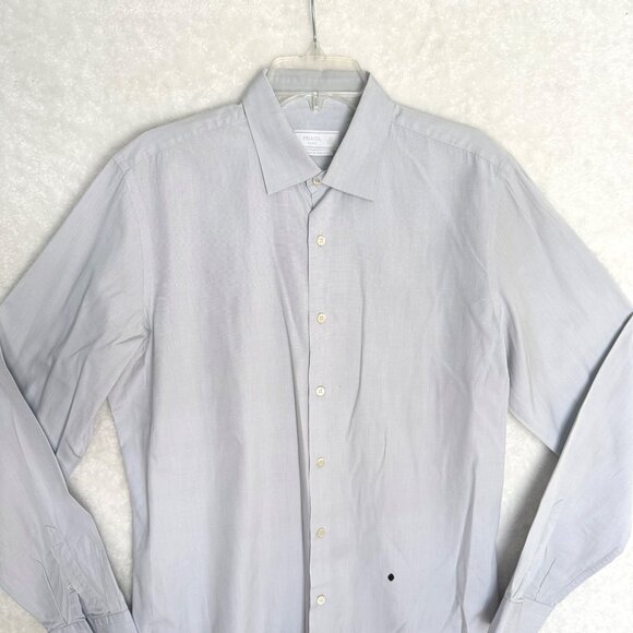 size 42, 16 1/2 Prada Mens Light Blue Button-Up Dress Shirt (stains) - Picture 3 of 12